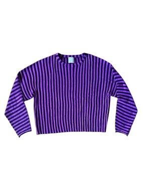 Kerisma S/M Small Medium Purple Striped Wool Blend Thin Knit Sweater Art To Wear